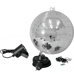 Eurolite Spejlkugle sæt 30cm med LED Spot spejlkuglesæt fåøjepå spejl bold med