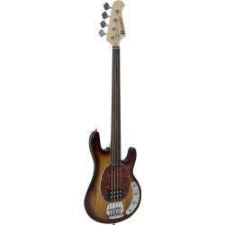 Dimavery MM-501 E-Bass, fretless, tobacco TILBUD NU båndløs tobak