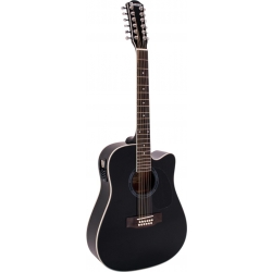 Dimavery DR-612 Western Guitar 12 string, black TILBUD vestlig streng sort snor