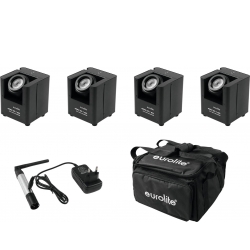 Eurolite Set 4x AKKU UP-1 + SB-4 Soft Bag + QuickDMX Wireless Tran trådløs taske
