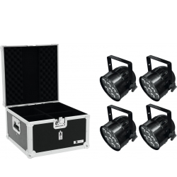 Eurolite Set 4x LED PAR-56 QCL Short bk + EPS Case TILBUD tilfælde kort sag sæt