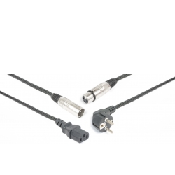 Kombi strøm og signal kabel med IEC-Schuko / XLR 10m, sort signalkabel audio