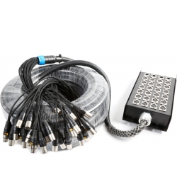 StageBox Multikabel 24-input / 4-output XLR, 30 meter slange scene stage snake