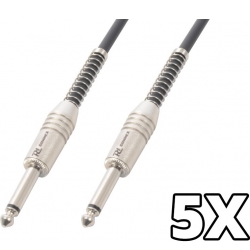 5 x Guitarkabel Jack 6.3mm til Jack 6.3mm Mono. 6m - Pakkesæt bundle ingen
