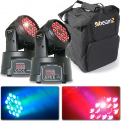 BeamZ MHL108MK3 Mini Moving Head 18x 3W (3-1 RGB) - Pakketilbud bundle ingen