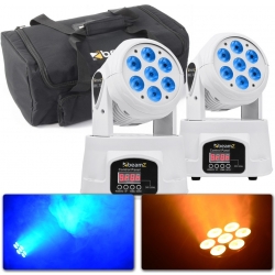Beamz MHL74 Mini Moving Head 7x 10W LED White - Pakketilbud bundle ingen bundt