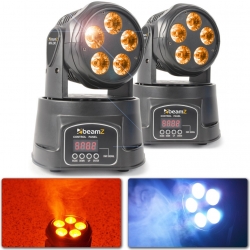 BeamZ MHL90 Mini Moving Head Wash 5x 18W 6-in-1 LEDs - Pakketilbud bundle ingen
