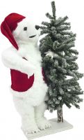 Europalms Polar bear, with snowy fir, 105cm Europalms Polar bear, with snowy fir, 105cm
