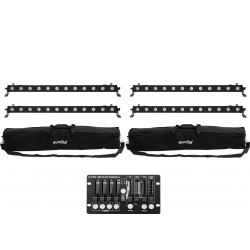 Eurolite Set 4x LED BAR-12 QCL RGBW + 2x Soft Bag + Controller TILBUD NU
