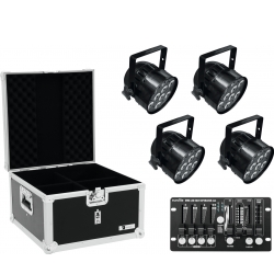 Eurolite Set 4x LED PAR-56 QCL bk + Case + Controller TILBUD NU