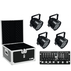 Eurolite Set 4x LED PAR-56 HCL bk + Case + Controller TILBUD NU