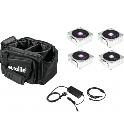 Eurolite Set 4x AKKU IP Flat Light 1 chrome + Soft Bag + Charger TILBUD NU