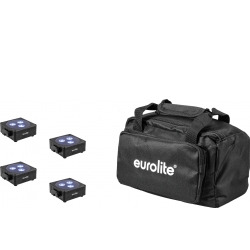 Eurolite Set 4x AKKU Flat Light 3 bk + Soft Bag TILBUD NU