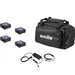 Eurolite Set 4x AKKU Flat Light 3 bk + Charger + Soft Bag TILBUD NU