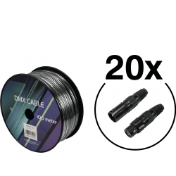 Eurolite Set DMX Cable 2x0.22 100m bk + 40 Connectors TILBUD NU