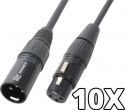 10x PD Connex XLR-han til XLR-hun. 3m - Pakkesæt 10x PD Connex XLR-han til XLR-hun. 3m - Pakkesæt