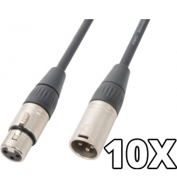 10x PD Connex DMX XLR-han til XLR-hun. 3m – Pakkesæt TILBUD NU