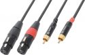Kabel "god kvalitet" 2x RCA han til 2x XLR hun, sort 3m Kabel "god kvalitet" 2x RCA han til 2x XLR hun, sort 3m