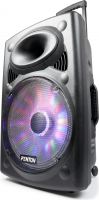 Transportabel højtaler 15" bas 350W - MP3 / USB / Bluetooth / 2x Trådløs mikrofon og LED lys! Transportabel højtaler 15" bas 350W - MP3 / USB / Bluetooth / 2x Trådløs mikrofon og LED lys!