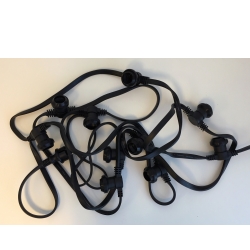 Udendørs party lyskæde 10m, 10 stk. E27 sokkel – UDEN PÆRER TILBUD NU