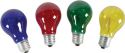 Diskolys & Lyseffekter, Kulørt pæresæt E27 / 25 watt - 4 stk. (1 rød, 1 gul, 1 grøn, 1 blå)