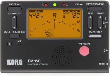Korg TM60-BK Tuner and Metronome, Tuner & Metronome with large scre