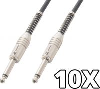 10 x Guitarkabel Jack 6.3mm til Jack 6.3mm Mono. 3m - Pakkesæt