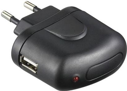 Netadapter - 100-240V til 5Vdc / 1A USB hun, Sort