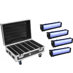 Eurolite Set 4x AKKU Bar-6 Glow QCL + Case with charging function TILBUD NU