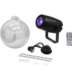 Eurolite Mirror Ball 30cm with motor + LED PST-5 QCL Spot bk TILBUD NU