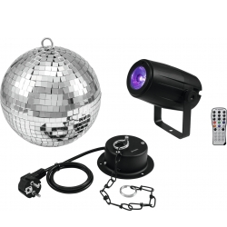 Eurolite Mirror Ball 20cm with motor + LED PST-5 QCL Spot bk TILBUD NU