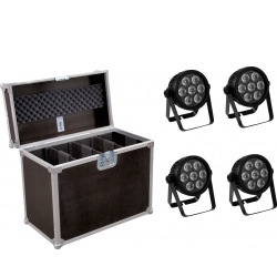 Eurolite Set 4x LED 7C-7 Silent Slim Spot + Case TILBUD NU