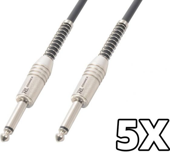 5 x Guitarkabel Jack 6.3mm til Jack 6.3mm Mono. 3m - Pakkesæt