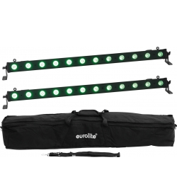 Eurolite Set 2x LED BAR-12 QCL RGB+UV Bar + Soft Bag TILBUD NU