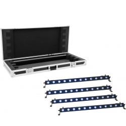 Eurolite Set 4x LED BAR-12 QCL RGB+UV Bar + Case TILBUD NU