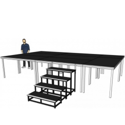 Power Dynamics Scene-Podie 15m² - komplet pakke med trappe TILBUD NU