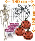 Halloween MEGA pakke 1x Skelet, 1x Mega Edderkop med Spindelvæv, 3x Lysende Græskar! Halloween MEGA pakke 1x Skelet, 1x Mega Edderkop med Spindelvæv, 3x Lysende Græskar!