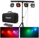 BeamZ LED PAR Bar, 4 LED DMX lamper på bom inkl. pedalstyring og taske (4x 7x10W Quad LED) BeamZ LED PAR Bar, 4 LED DMX lamper på bom inkl. pedalstyring og taske (4x 7x10W Quad LED)