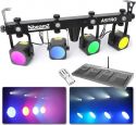 Kraftig LED parlampe-bom 4x 20W COB LED + 4x 1W hvid strobe LED, DMX og Auto Musikstyring Kraftig LED parlampe-bom 4x 20W COB LED + 4x 1W hvid strobe LED, DMX og Auto Musikstyring