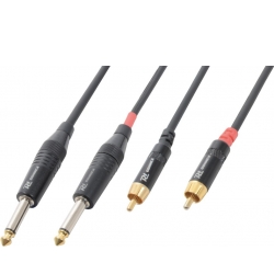 Kabel "god kvalitet" 2x RCA han til 2x 6.3mm Mono Jack, sort 6m TILBUD NU mand