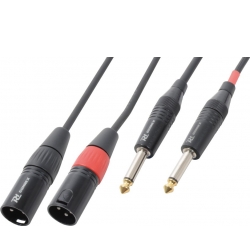 Kabel "god kvalitet" 2x XLR-han til 2x 6.3 Mono Jack, sort 6m TILBUD NU mand