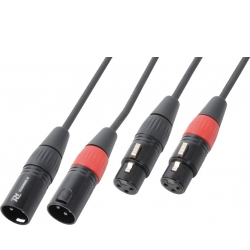 Kabel "god kvalitet" 2x XLR-han til 2x XLR-hun, sort 6m TILBUD NU kvinde male