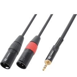 Kabel ”god kvalitet” 2x XLR-han til 3.5 Stereo Jack, sort 6m stereoanlæg mand