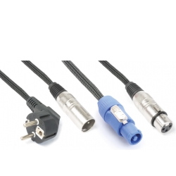 CX08-20 Lys Kombi Kabel Schuko – XLR M / Powerconnector A – XLR F 20m TILBUD NU