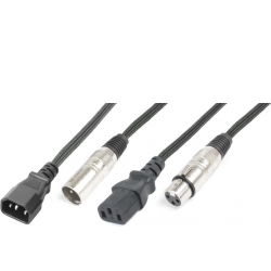 CX09-10 Lys Kombi Kabel IEC M – XLR M / IEC F – XLR F 10m TILBUD NU
