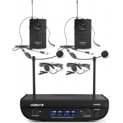 Trådløst Headset System WM82B med 2 Headset + 2 Knaphulsmikrofoner / UHF for eks