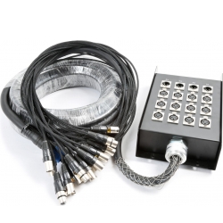StageBox Multikabel 12-input / 4-output XLR, 15 meter slange scene stage snake