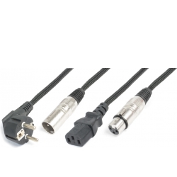 CX10-10 Lys Kombi Kabel Schuko – XLR M / IEC F – XLR F 10m TILBUD NU