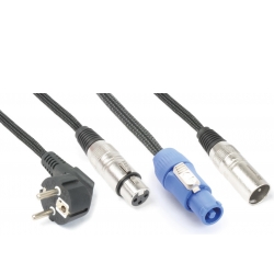CX03-5 Audio Combi Kabel Schuko – XLR F / Powerconnector A – XLR M 5m TILBUD NU
