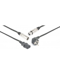 CX02-20 Audio Combi Kabel Schuko – XLR F / IEC F – XLR M 20m TILBUD NU
